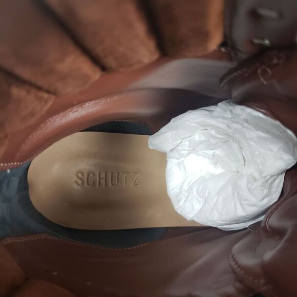 Schutz Ankle Boots 10 B Brown Leather Hiker Lace Up Sutton Booties - Picture 9 of 12